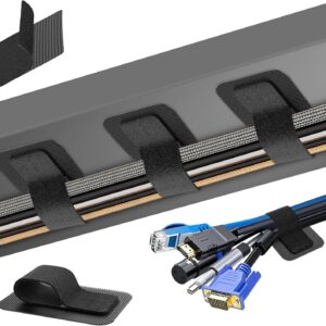 Cable Management Under Desk, 【Up to 15 Cord】【Enhanced Wire Holder】 Cord Organizer, Adjustable Hook and Loop Cable Ties, Reusable Cord Holder, Cable Clips Under Table Cable Hider, 20 Pair(Black)