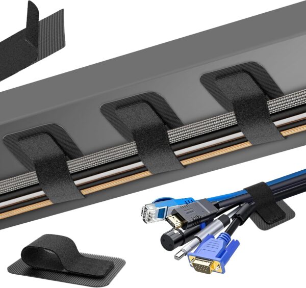 Cable Management Under Desk, 【Up to 15 Cord】【Enhanced Wire Holder】 Cord Organizer, Adjustable Hook and Loop Cable Ties, Reusable Cord Holder, Cable Clips Under Table Cable Hider, 20 Pair(Black)