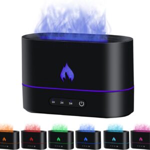 Flame Aroma Diffuser,Fragrance Essential Oil Diffuser Humidifier,Aroma Diffuser Humidifier with 3D Flame Night Light 200mL for Bedroom, Home and Office - Black
